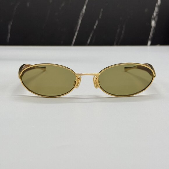 NEW BOTTEGA VENETA SUNGLASSES GOLD WOMEN OVAL EYEWEAR BOTTEGA VENETA BV1386S 006 main image 7